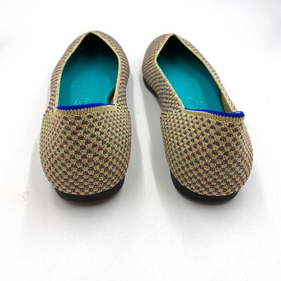 Rothy's The Point Multi Metallic Flat 11 New Gold Eco Friendly Retired - Picture 5 of 12